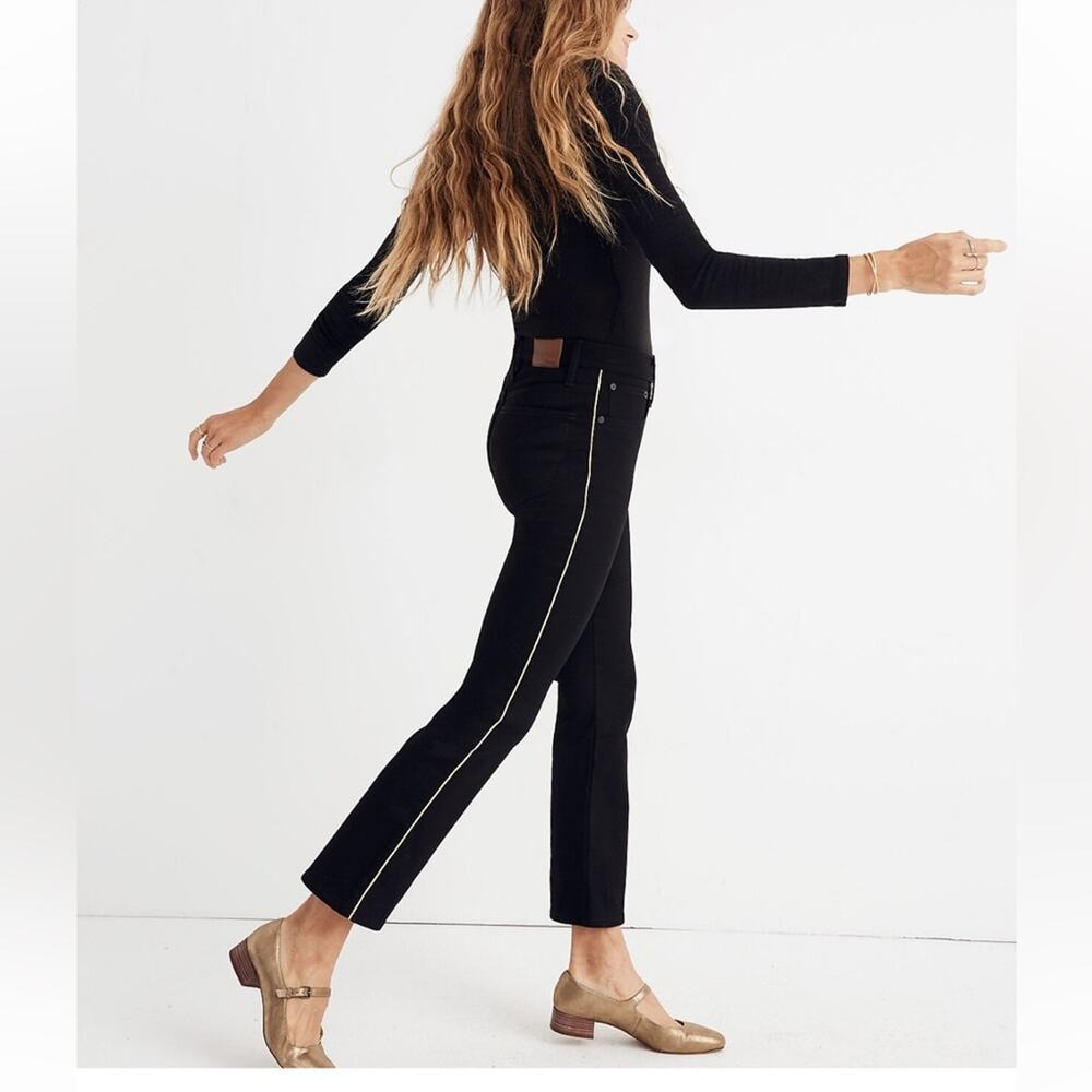Madewell Cali Demi-Boot Jeans Black Gold Piping Edition